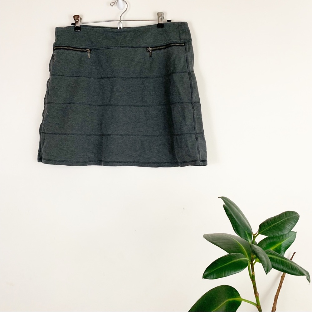 athleta | gray knit striped pointe zipper skirt L